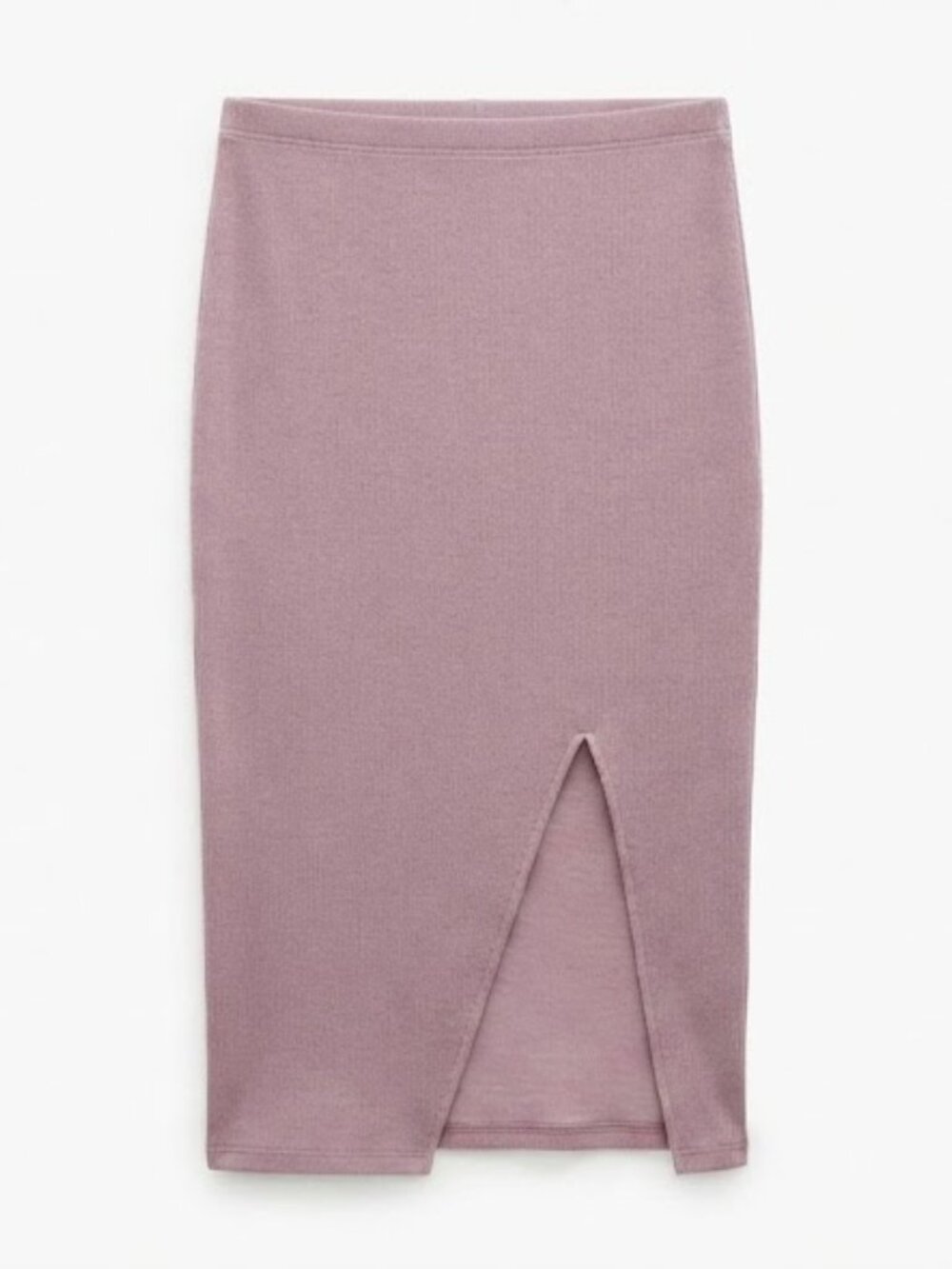 Lilac Midi Pencil Skirt with Front Slit
